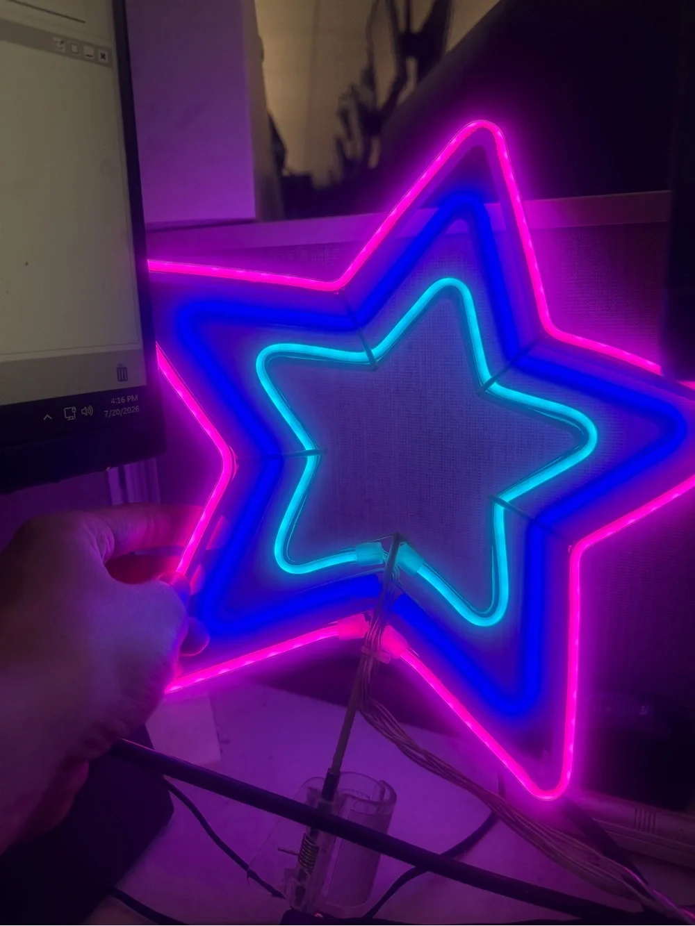 Pink and Blue Neon Star Sign